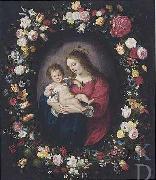 Antoine Sallaert, Madonna: i.e. Mary with the Christ-child in a garland of flowers.